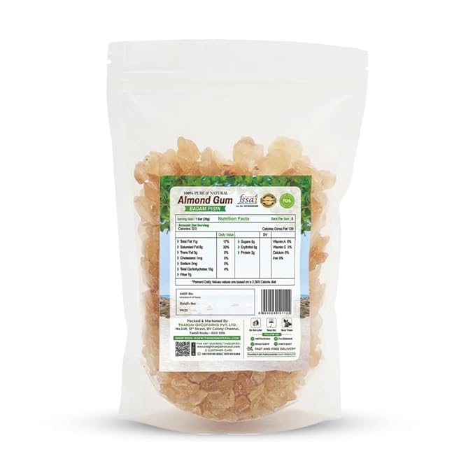 Goma de Almendra Natural Thanjai (Badam Pisin) - 250g | Gond Katira | Goma Tragacanto | Goma Kathila | Astragalus Gummifer | 100% Puro y Natural | Traditio