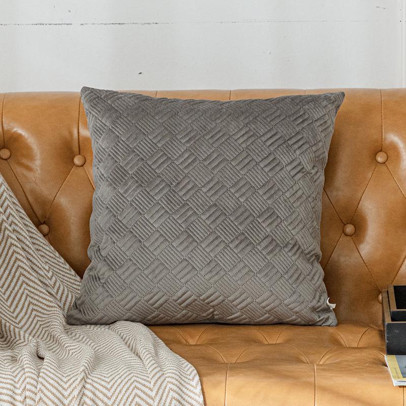 Ultrasonic Solid Color Pillow, Velvet Pillow Cover, Fabric Solid Color Household Products, Nordic Multi-color Sofa Cushion