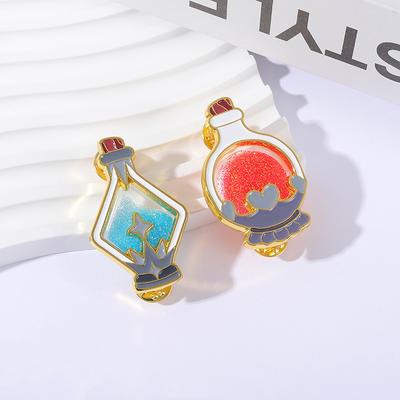 Mana Potion Glitter Enamel Pins Custom Adventure Games Brooches Lapel Badges Clothes Funny Jewelry Gift for Friends
