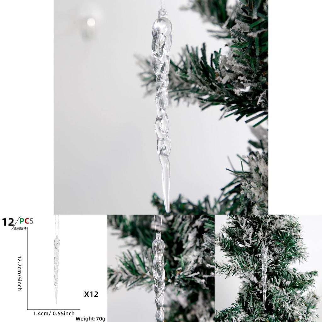 Transparent Icicle Ornaments For Christmas Tree Festive Holiday Decorations Pack Of 12