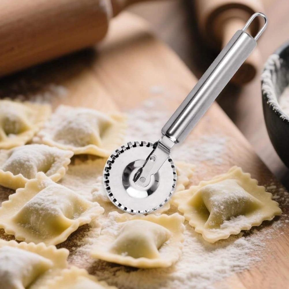 Stainless Steel Baking Pastry Decor Tool Dumpling Embossing Side Cutter Rolling Wheel for Cookie Mould Pasta Baking