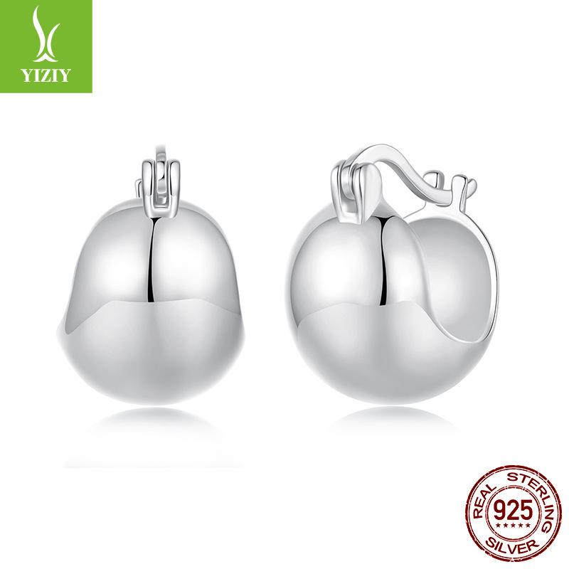Simple Metal Texture Spherical Ear Buckle Women'S Personality Retro Cold And Smooth Copper Earrings Earrings