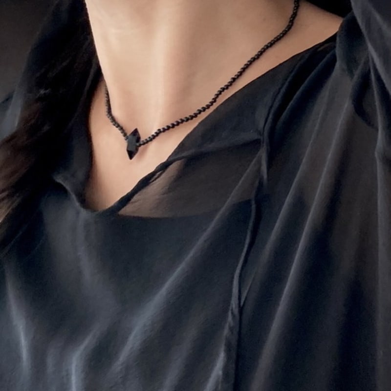 SUZURAN cavier onyx necklace_Caviar onyx gemstone necklace