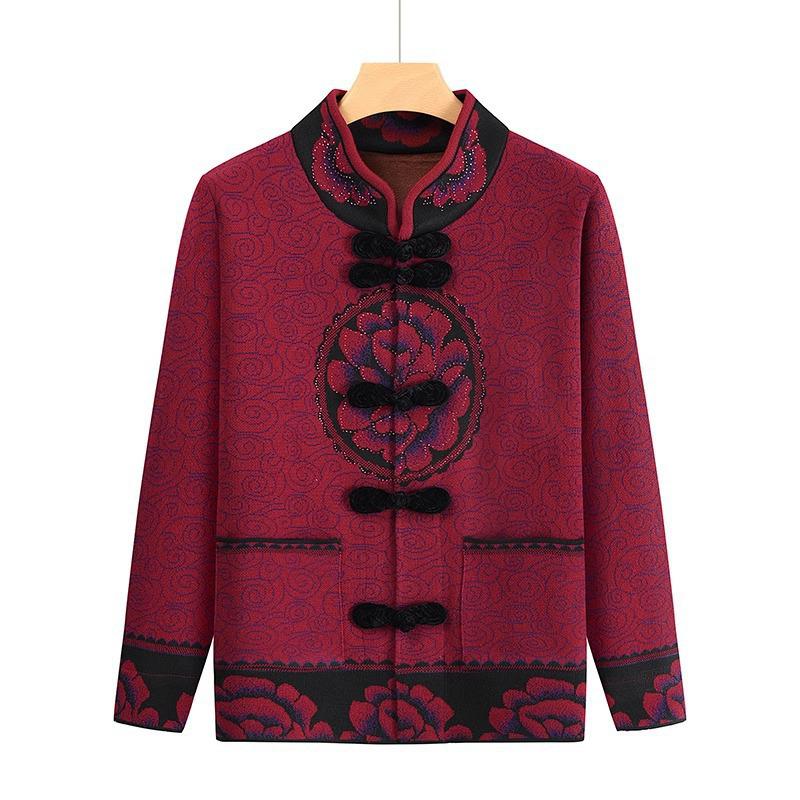 60-Year-Old Women's Tang Suit Jacket - Grandma's Longevity Birthday Cardigan