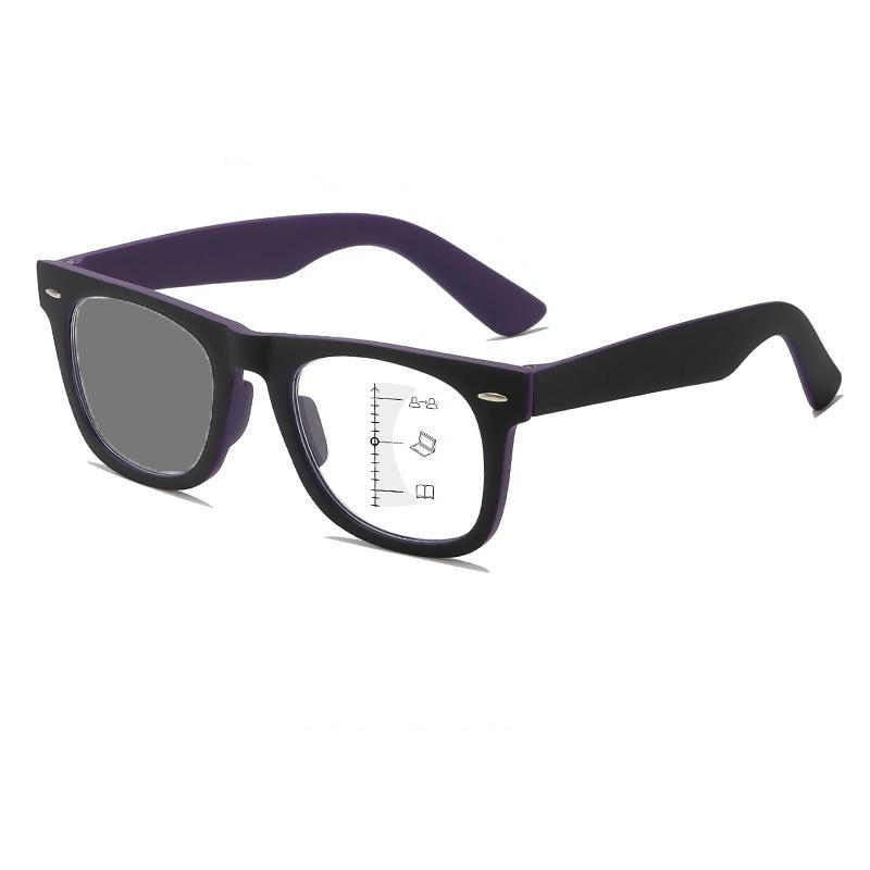 Unisex Photochromic Multifocal Reading Glasses Women Anti-blue Light Color Changing Eyewear Square Progressive Presbyopia Frame