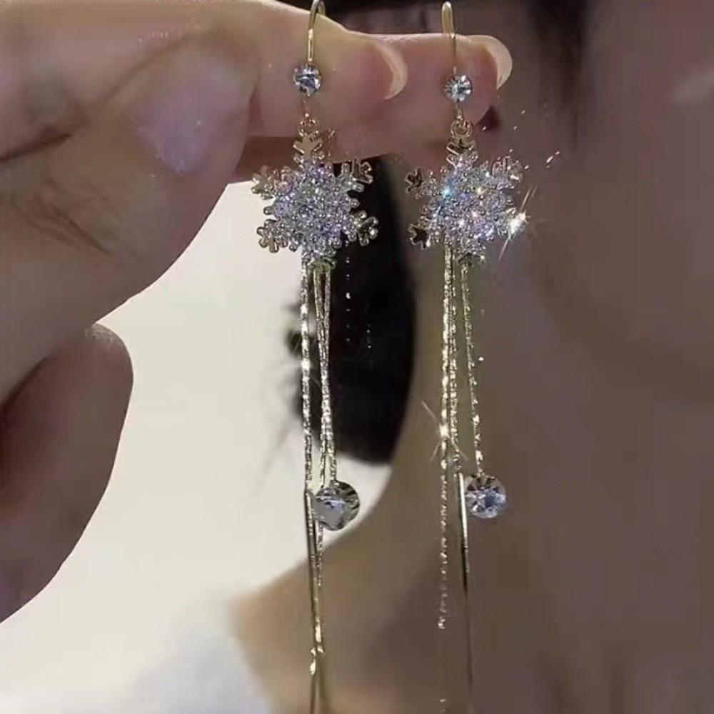 Quastenohrringe Lange Fransen Hängeohrringe Mode Schneeblume Ohrfaden