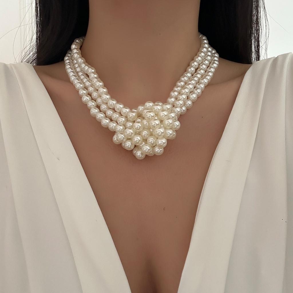 Collana di Perle Multistrato per Donna con Design Geometrico Gioielli Artistici Fatti a Mano