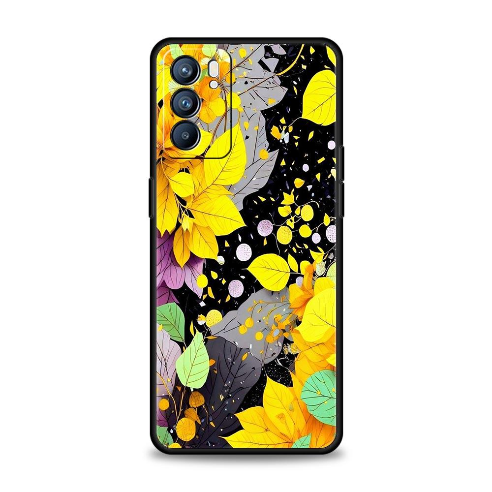 Abstract Plants Flower Phone Case For Oppo A17 A31 A54 A57 A78 A79 A98 Find X5 X6 Reno 6 7 8 10 11 12 13 F Pro 5G Soft TPU Cover