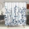 Elegant Blue Watercolor Floral Shower Curtain - Delicate Blooms & Foliage, Polyester, Calm Natural Beauty, Botanical Theme