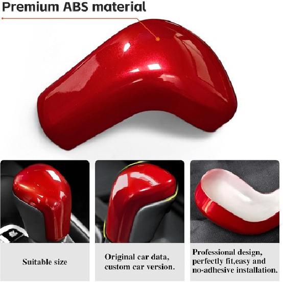 No Adhesive Car Gear Shift Knob Cover for 2018-2025 -2025 ABS Interior Red