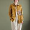 Vintage Floral Print Women Blouses Loose Turn Down Collar Casual Shirts Simple All Match Autumn Style