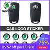 Car Sticker 2025 New 14mm Car Remote Key Sticker Aluminum Emblem Decal For Skoda Octavia Kodiaq Fabia Superb Rapid Kamiq Karoq D