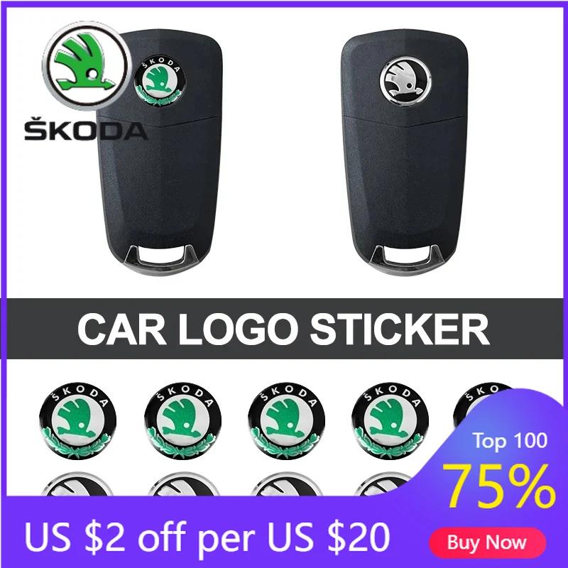 Car Sticker 2025 New 14mm Car Remote Key Sticker Aluminum Emblem Decal For Skoda Octavia Kodiaq Fabia Superb Rapid Kamiq Karoq D