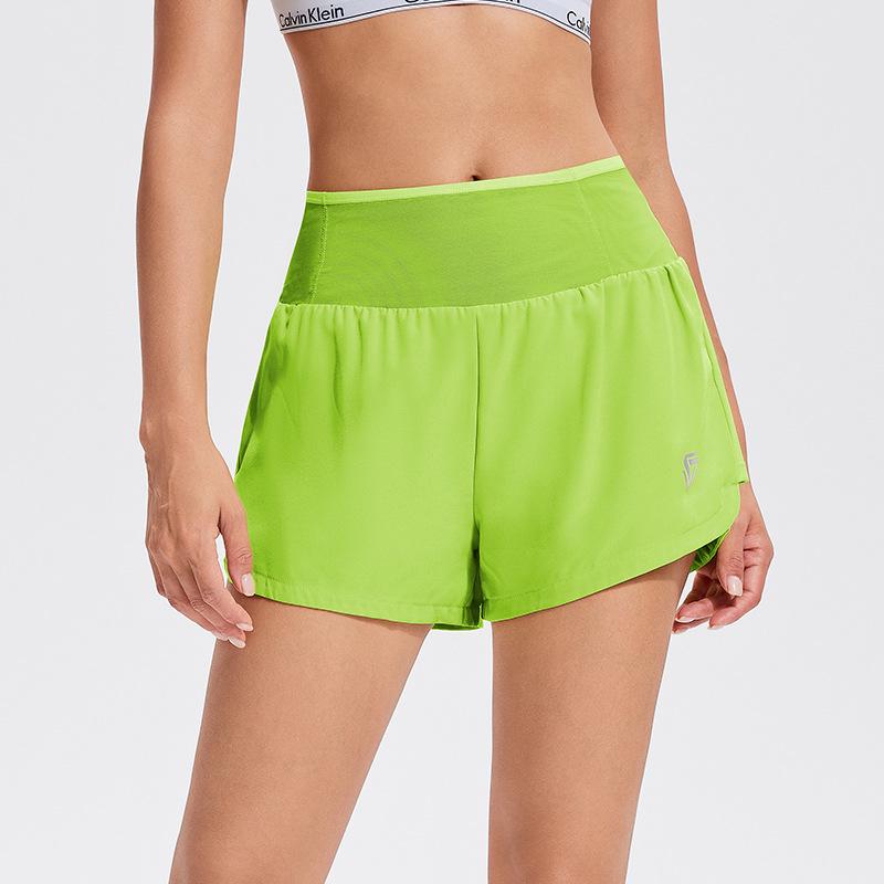 Women's Quick-Dry High-Waist Shorts with Zipper Pocket & Anti-Exposure Lining for Running & Fitness