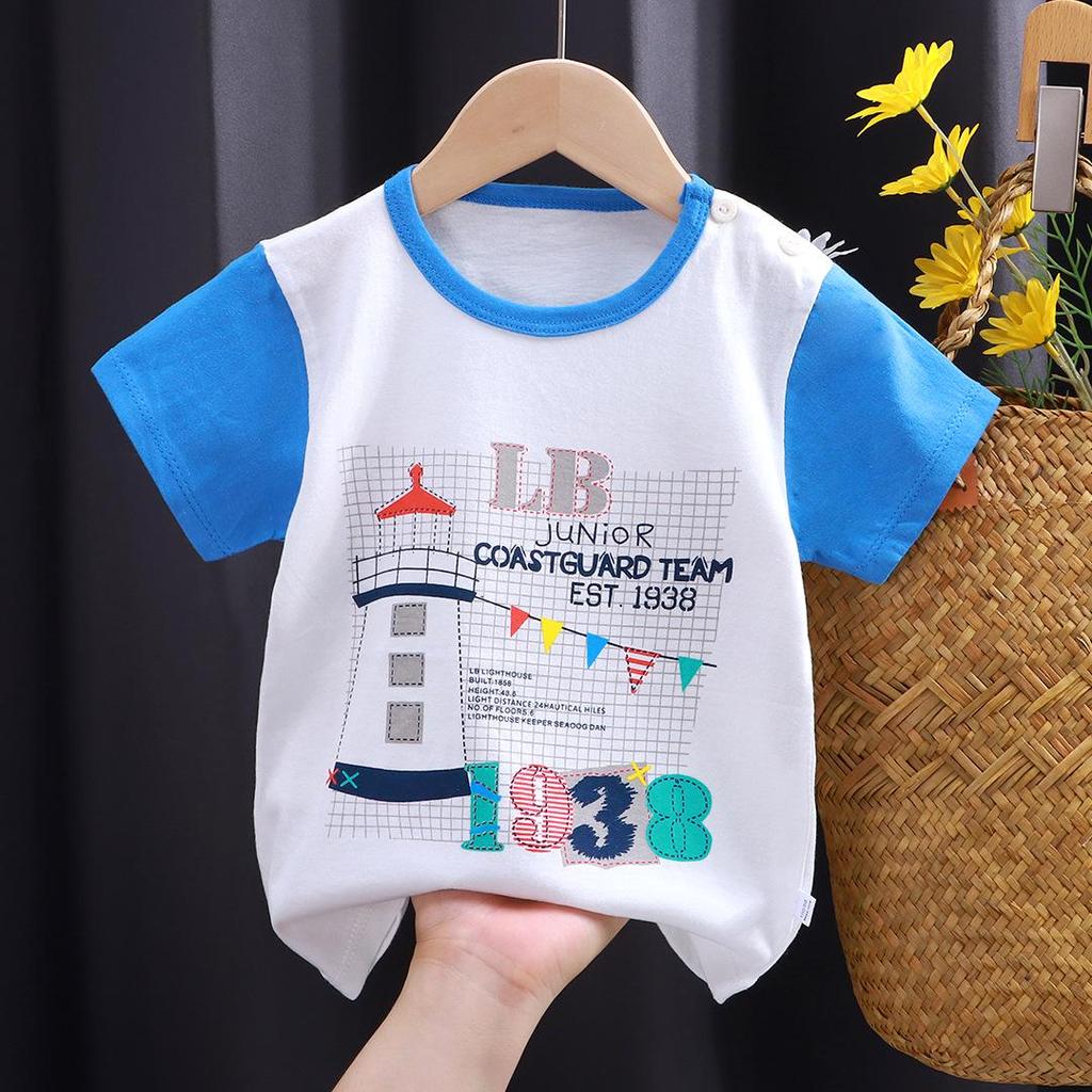 Bomulls T-shirt med tecknad figur i koreansk stil för flickor - Sommar med korta ärmar