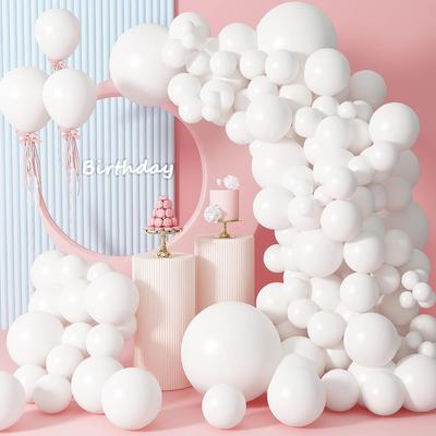 142 White Latex Balloons for Garland Arch, 18", 12", 10", and 5" Different Sizes, Perfect for Birthdays, Weddings, Anniversaries, and Baby Showers. By