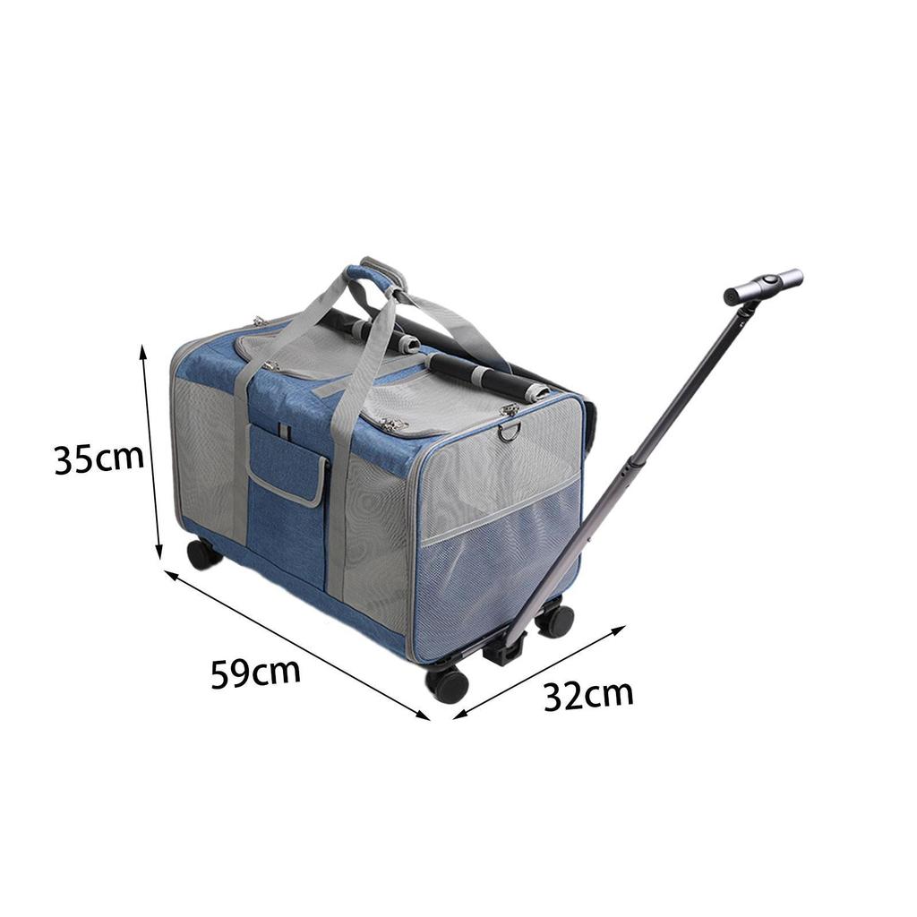 Cat Carrier with Wheels Folding Travel Bag, Foldable, Rolling Puppy for Small Animals Dogs