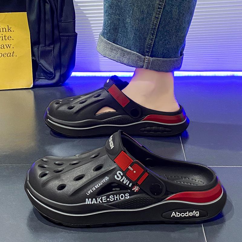Sommer Herren Clogs Rutschfest Dicksohlige Freizeitschuhe Oberbekleidung Strand Weichsohlige Baotou Hausschuhe Herren Hausschuhe Sandalen