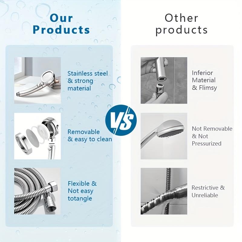 1Set/3pcs Bath Supercharged Shower Head Bath Button Set Adjustable Shower Hose