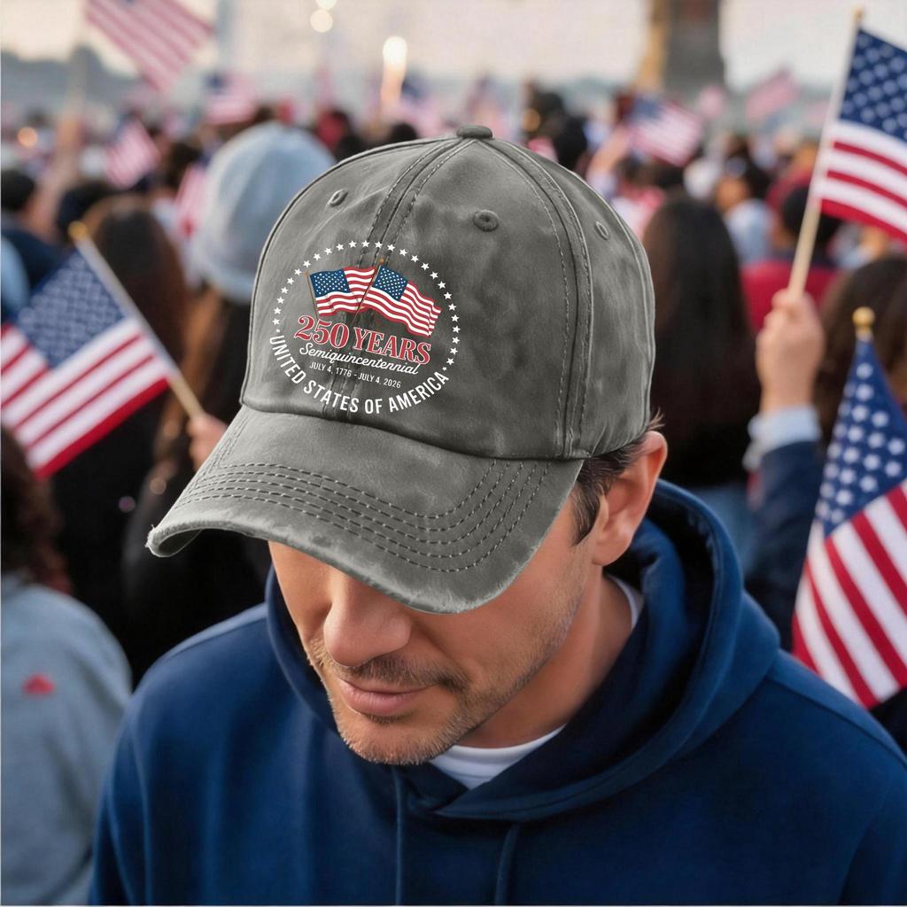 Men's and Women's Distressed Washed Casual Baseball Caps, Flag Letter Print Hats