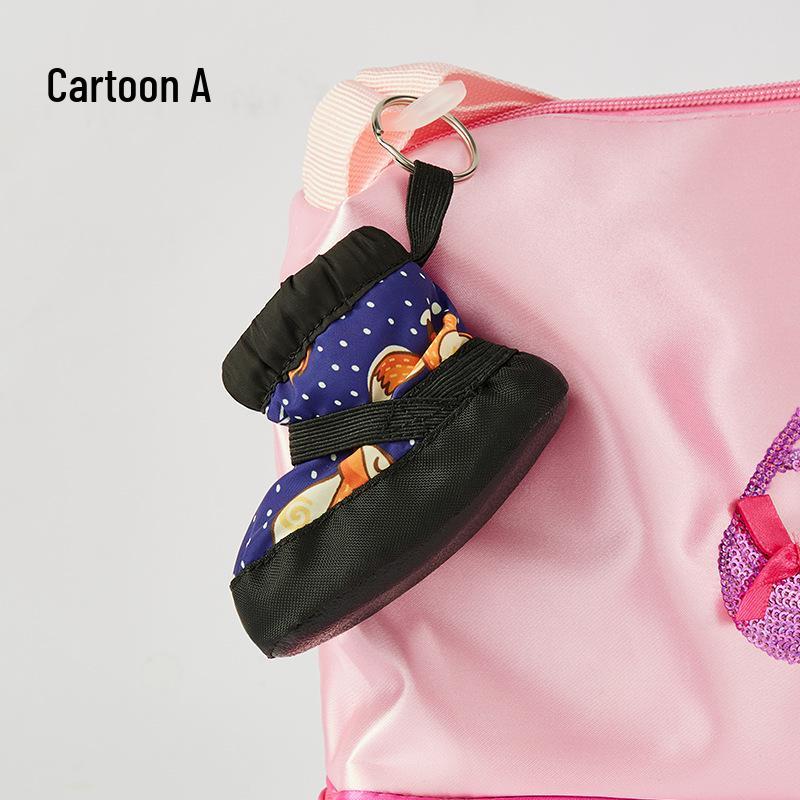 Ballet Warm Plush Keychain Dance Shoes: Women's Velvet Quilted PU Practice Shoes