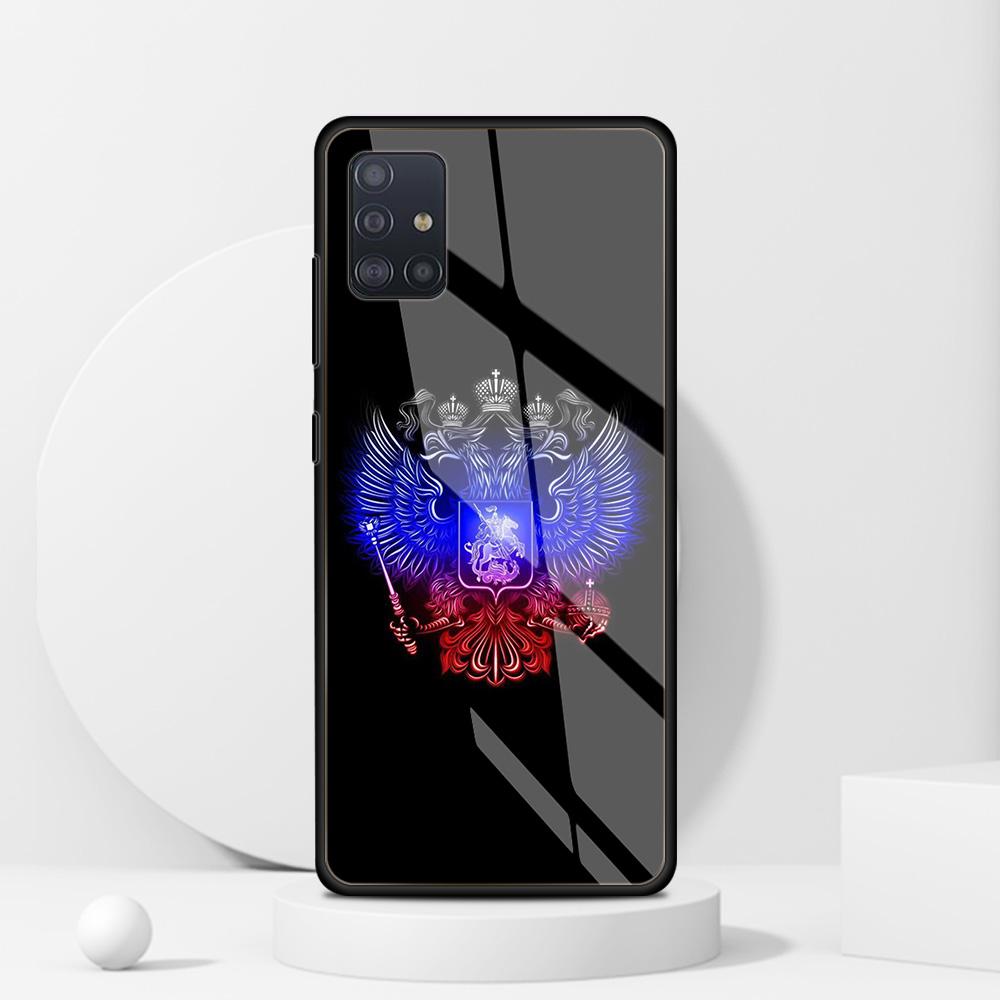 

Стеклянный чехол для Samsung Galaxy A51 A50 A71 A72 A52 A40 A31 A30 A21s A12 A11 M51 M31 M30s, чехол для телефона с гербом России и российского флага Samsung M31