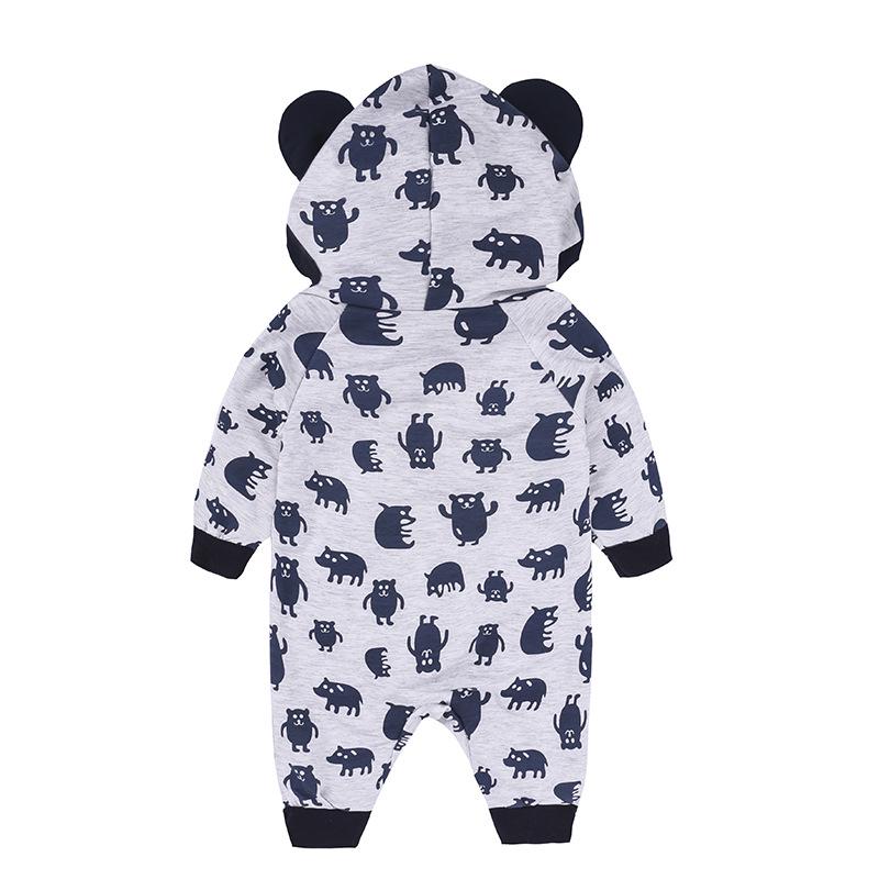 2025 Spring/Autumn Baby Animal Pattern Hooded Romper