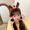 Vibrant Colors Reindeer Hairband Plush Texture Holiday Headwear  Winter Celebration