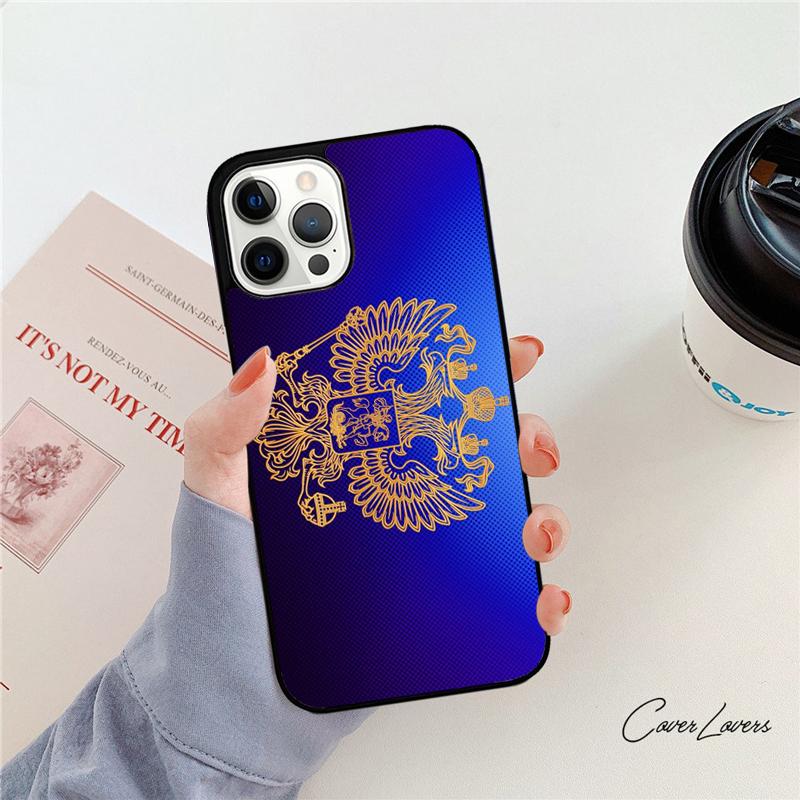 Russia Flag Coat Of Arms Phone Case For iPhone 17 Air 14 15 16 13 12 Cover For Apple iPhone 17 Air 11 Pro Max Plus Coque