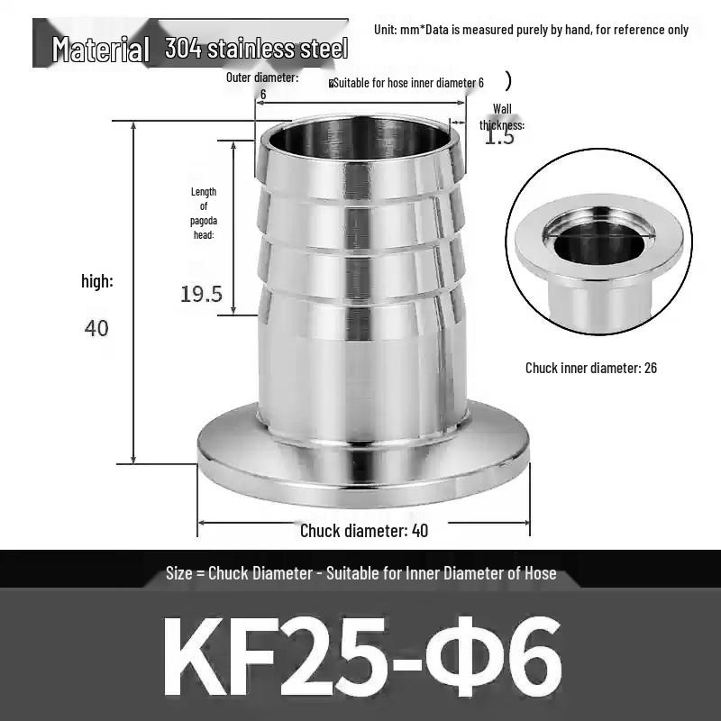 FGO KF Vacuum Flange Barb Fitting