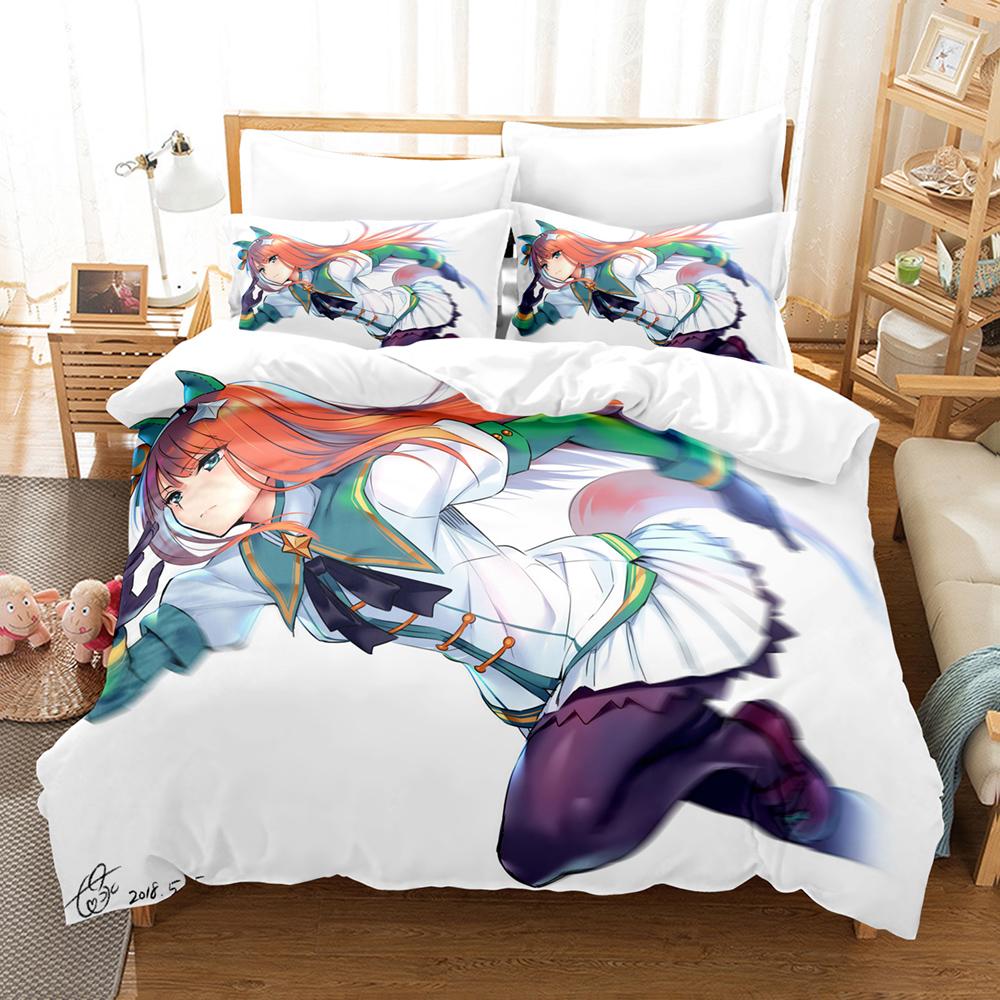 3D Print Anime Kawaii Grils Pretty Derby Bedding Sets Duvet Cover Set With Pillowcase Twin Full Queen King Bedclothes Bed Linen