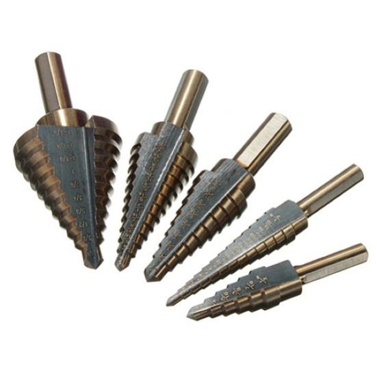 

Yousheng 5Pcs HSS Cobalt Multiple Hole 50 Sizes Step Drill Bit Set Household Power Tool