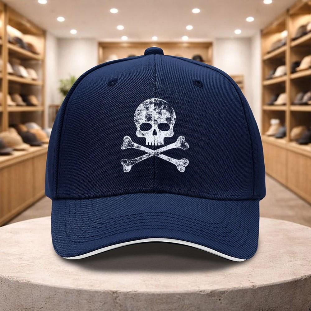 Skull Crossbones Print Baseball Cap for Unisex Women Casual All Season Adjustable Sun Hat