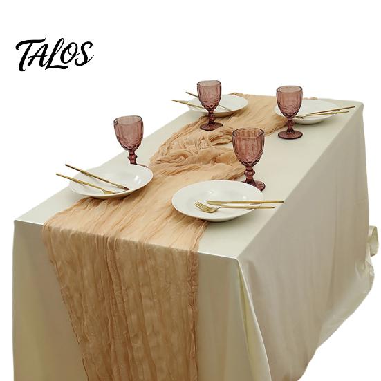 Everyday Use Tablecloth Cheesecloth Table Runner, Boho Rustic Farmhouse Gauze Long Sheer Themed Party Runner Fabric for Wedding Tea Baby Shower