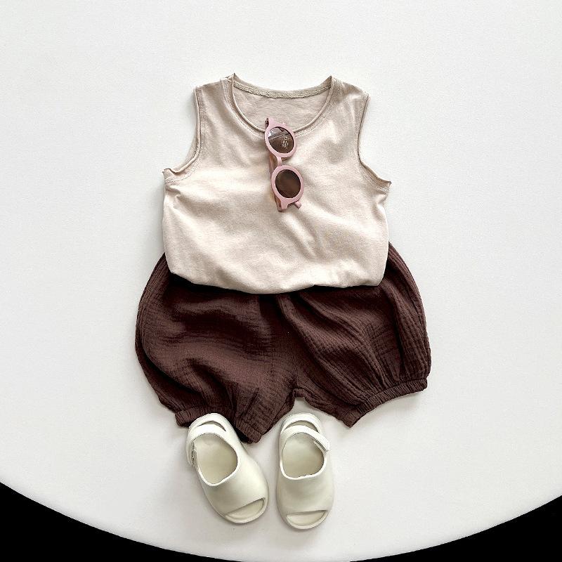 Children's Lantern Shorts Korean Sen Series Loose Wide Leg Pants for Boys and Girls Baby Trendy Children's Clothing