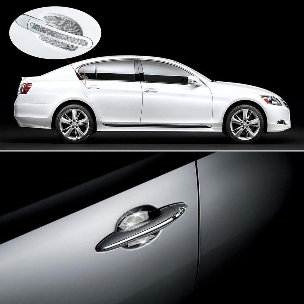 BetterJonny 10PCS Crystal Scratch Protector, Rhinestone Car Bling Scratch Protector for Women and Girls (Silver)