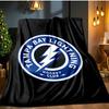 Bay Lightning Hockey Blanket Flannel Throw for Sofa, Indoor, Camping, Living Room, Office, Chair, And Bed Soft Birthday Gift