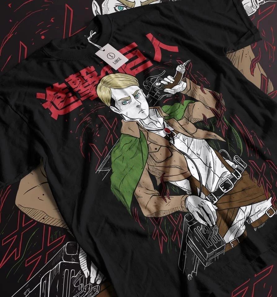 Anime Attack On Titan Erwin Smith Black T Shirt Size S 4XL S