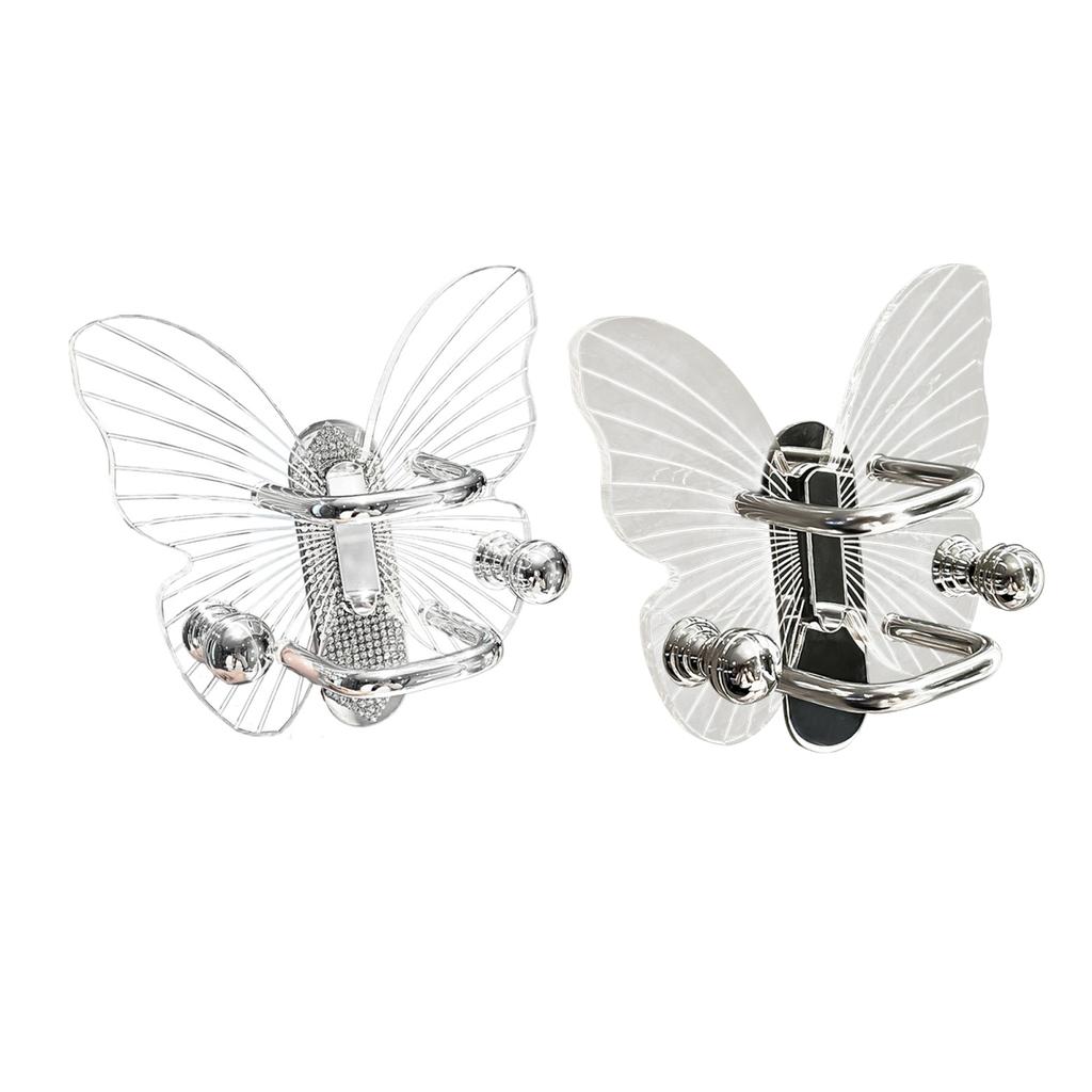 Yousheng Transparent Hook Strong Load-bearing Butterfly Shape Simple Installation Self Adhesive Key Towel Hook Storage Rack