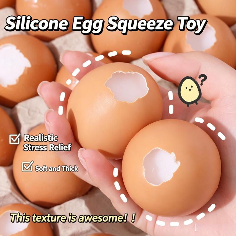 Realistic Silicone Egg Squeeze Toy Crack Egg Fidget Squishy Toy Soft Thick Sensory Stress Relief Anti-Anxiety Fidget Ball Toy