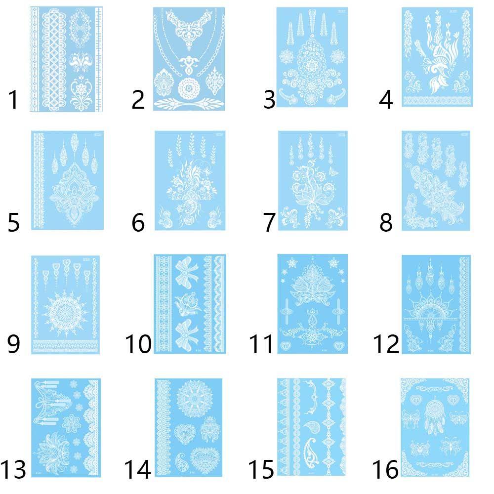 White Lace Arm flower Waterproof Body Art Temporary Tattoos Henna Stickers Tattoo Sticker Simulated
