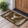 Deer Welcome Pattern Print Doormat Cute Home Decor Absorbent Non-Slip Carpet Indoor Outdoor Entryway Decoration Floormat