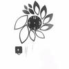 Hollow Floral Design Mirror Wall Clock Leaf Shape Silver DIY Wall Clock Sticker Clock Movement Included Removable Sticker