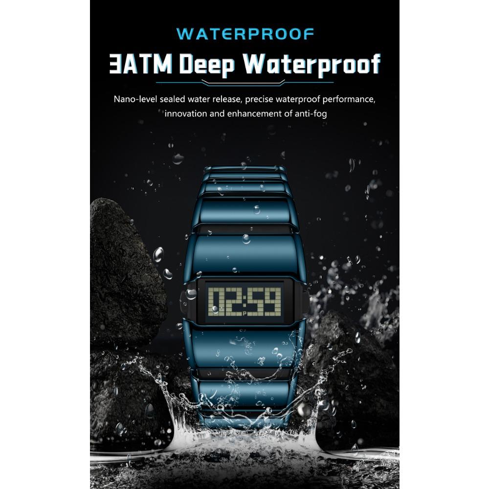 POEDAGAR Top Original LED Men Watch Waterproof Week Calendar Alarm Man Wristwatch Sport Stainless Steel Electronic Men's Watches