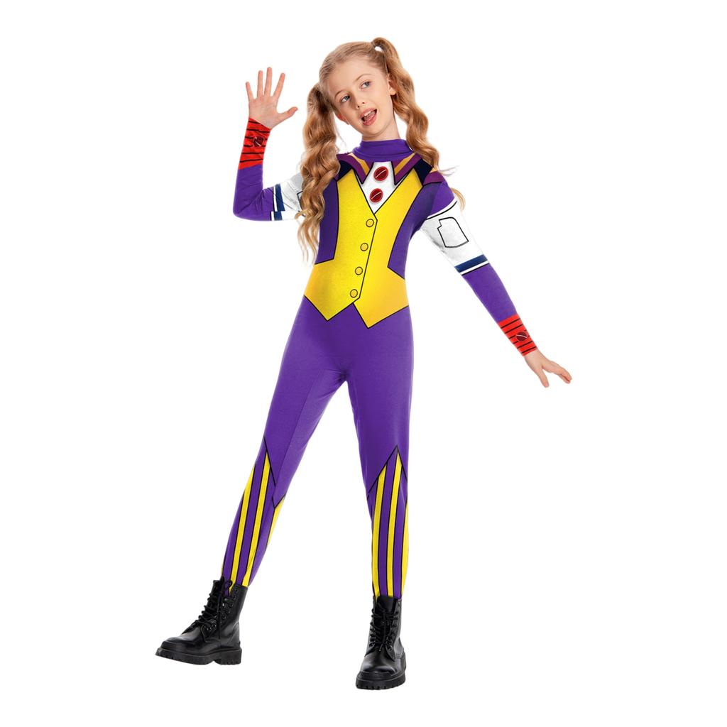 Costume da Artista Circense per Bambini Tuta Intera Manica Lunga Abito da Palco Costume per Giochi di Ruolo di Halloween per Bambini Ragazzi e Ragazze