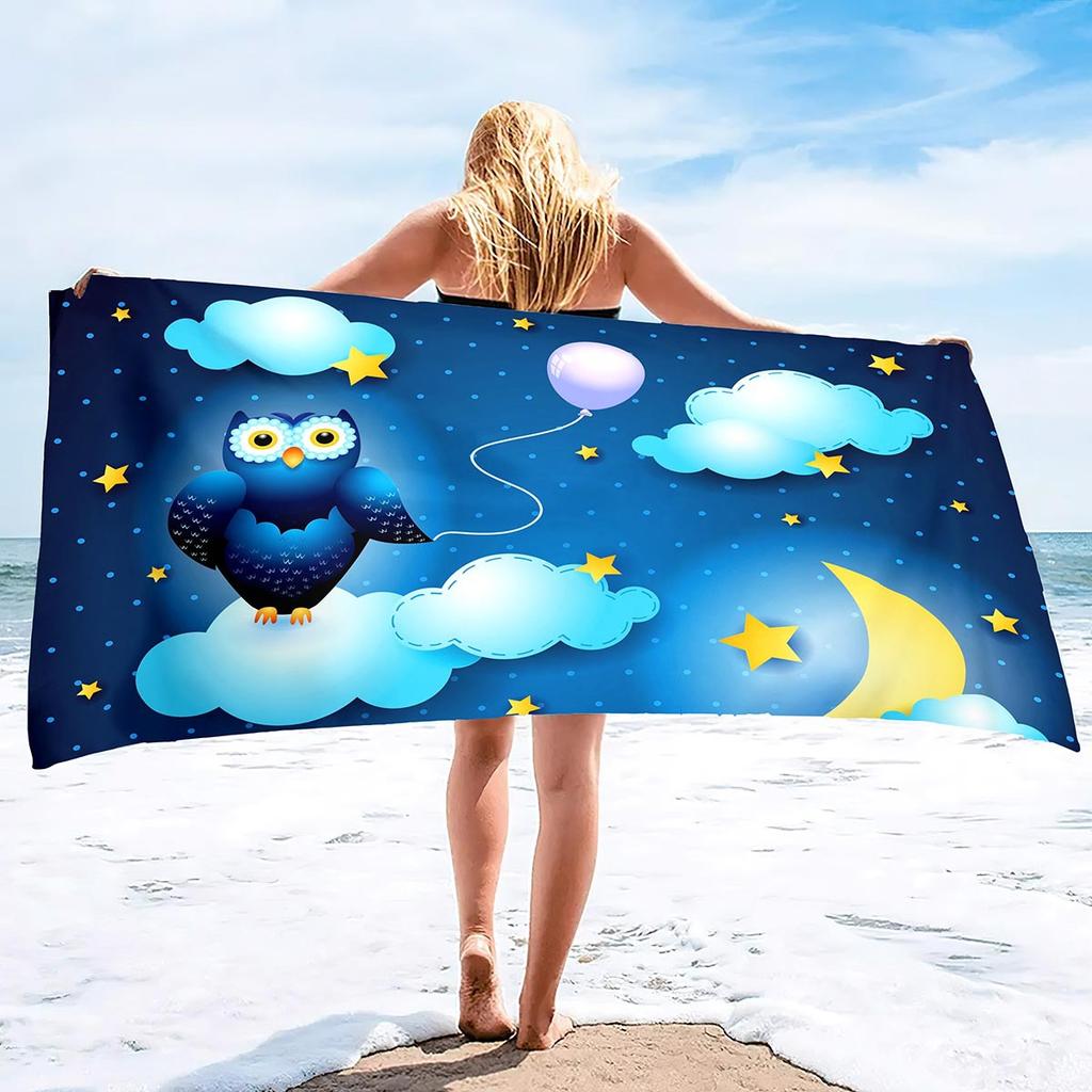 Cartoon Owl Series Seaside Vacation Beach Towel Swimming Bath Towel Microfiber Sports Towel