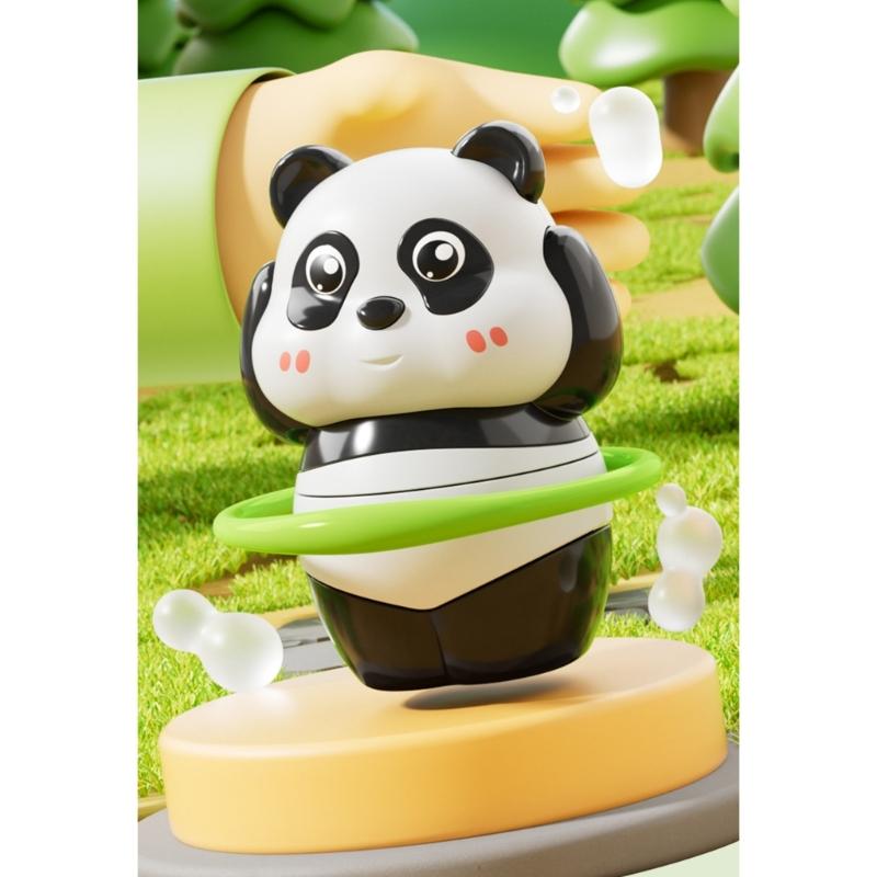 3pcs Manual Wind Up Panda Figurine with Sport Theme Design for Children Playtimes Sensory Development Activity Toy
