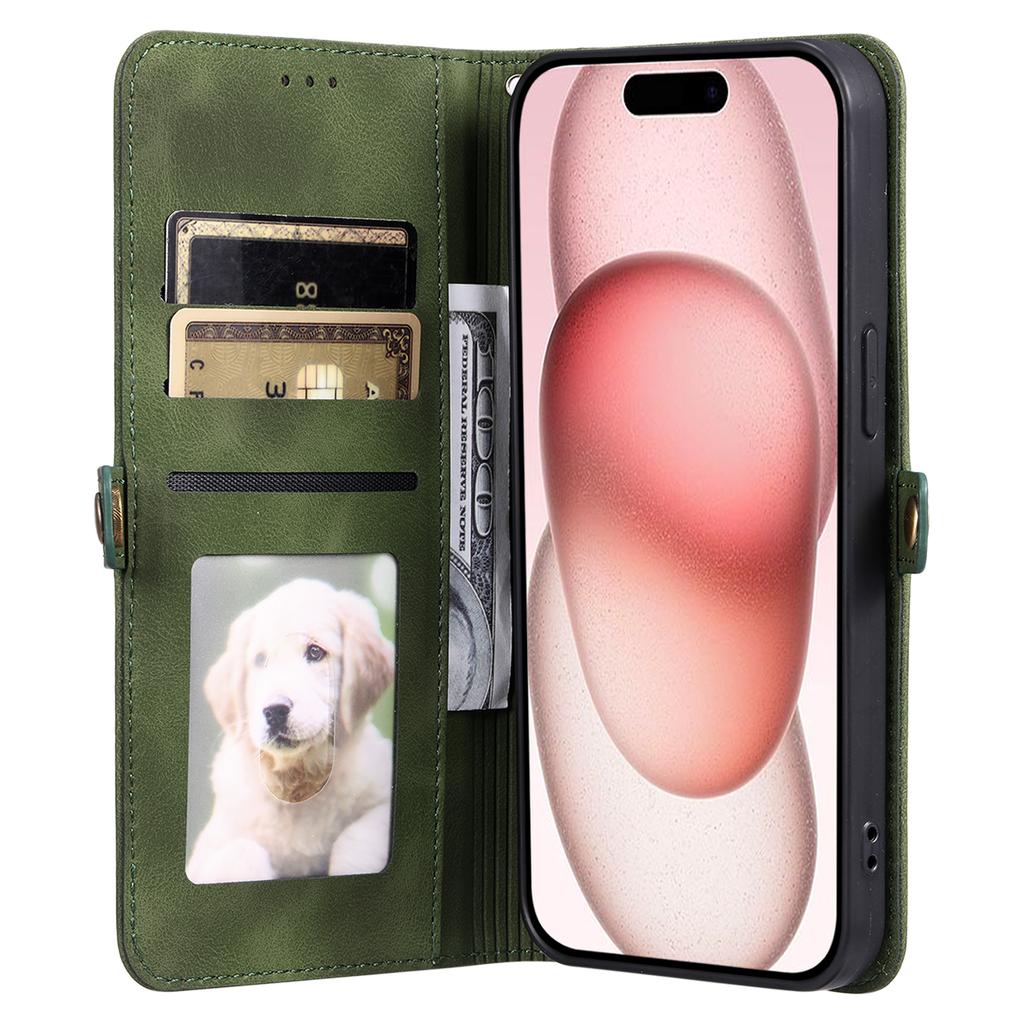Stil 016 Für iPhone 15 Hülle Hautgefühl Totem Prägung Brieftasche Leder Handyhülle