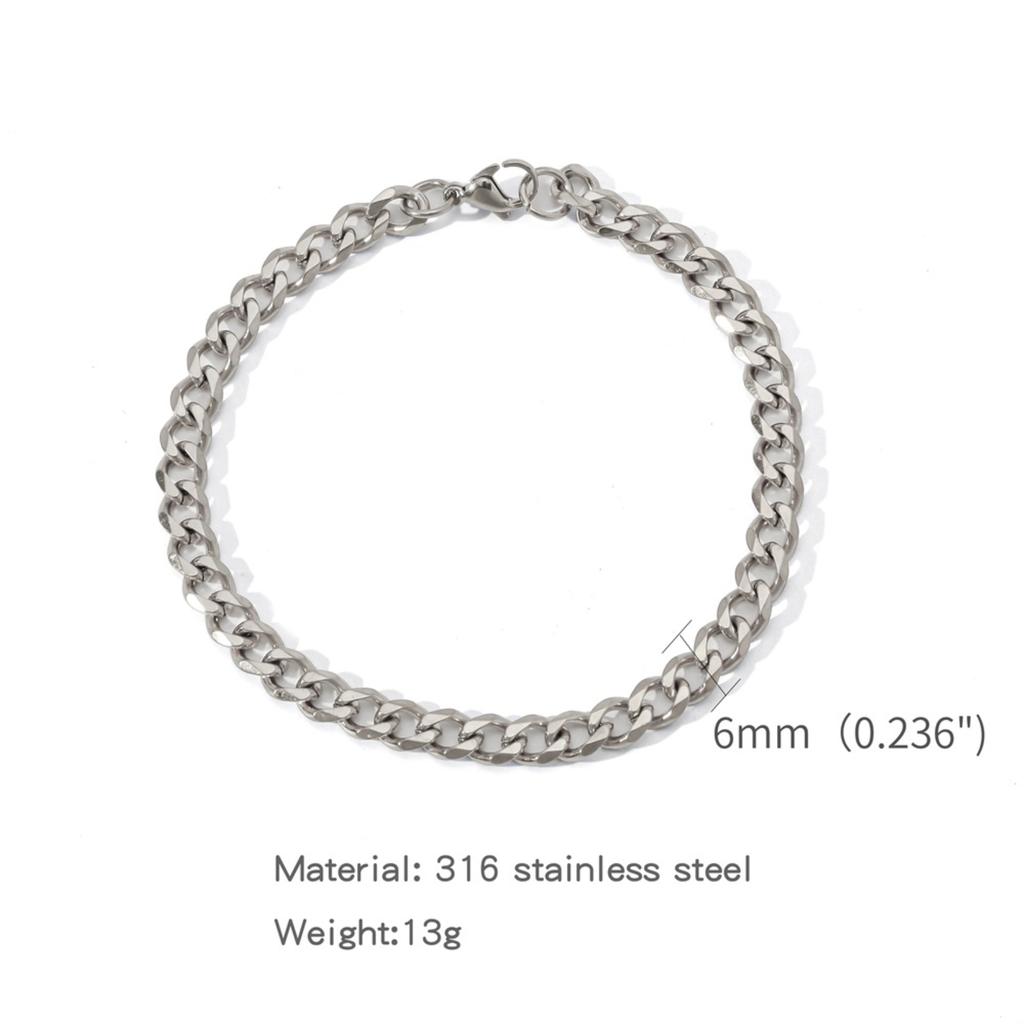 316 Stainless Steel Chain Bracelet Unisex Simple Link Design Durable Lightweight Metal Jewelry Fashion Accessory for Everyday Wear
