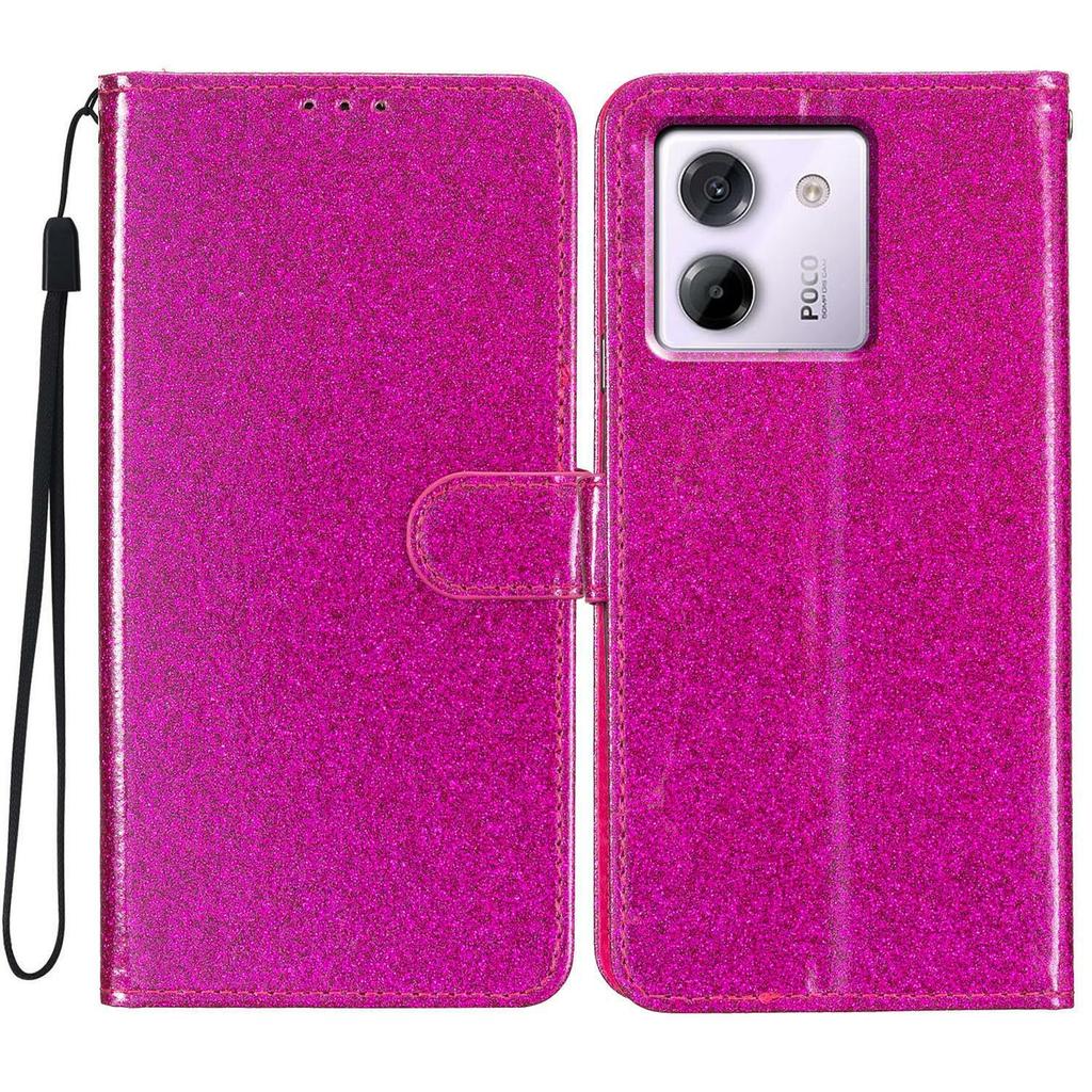 Für Xiaomi Poco M7 Pro 5G Brieftasche Hülle Glitzer Kratzfest Leder Ständer Handyhülle mit Riemen